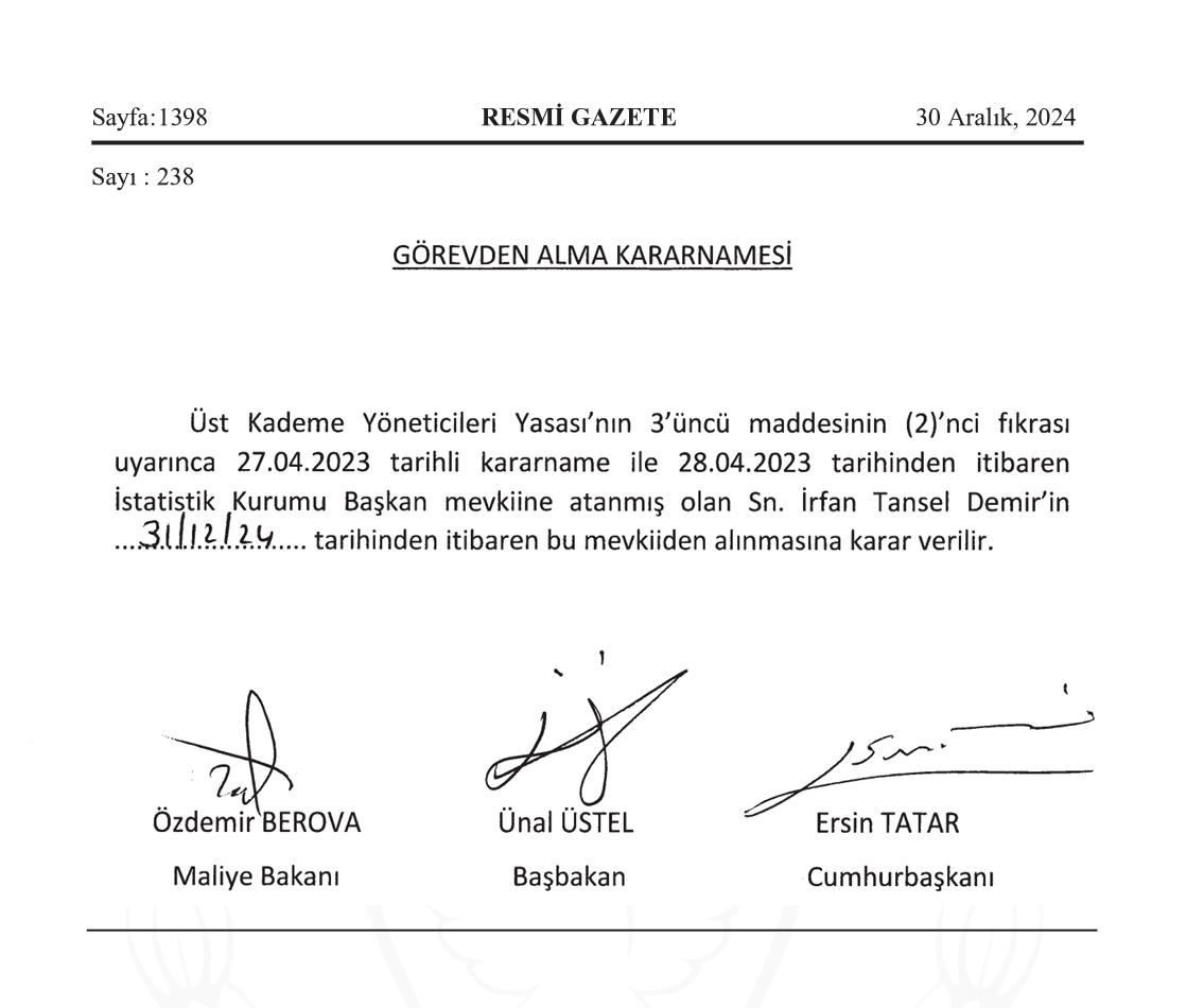 İstatistik Kurumu'nda Görev Değişikliği